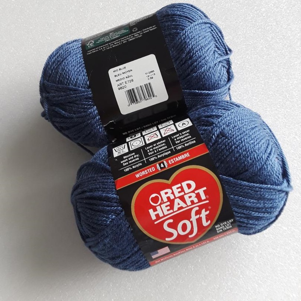 yarn bundle Red Heart Soft - 2 skeins mid blue